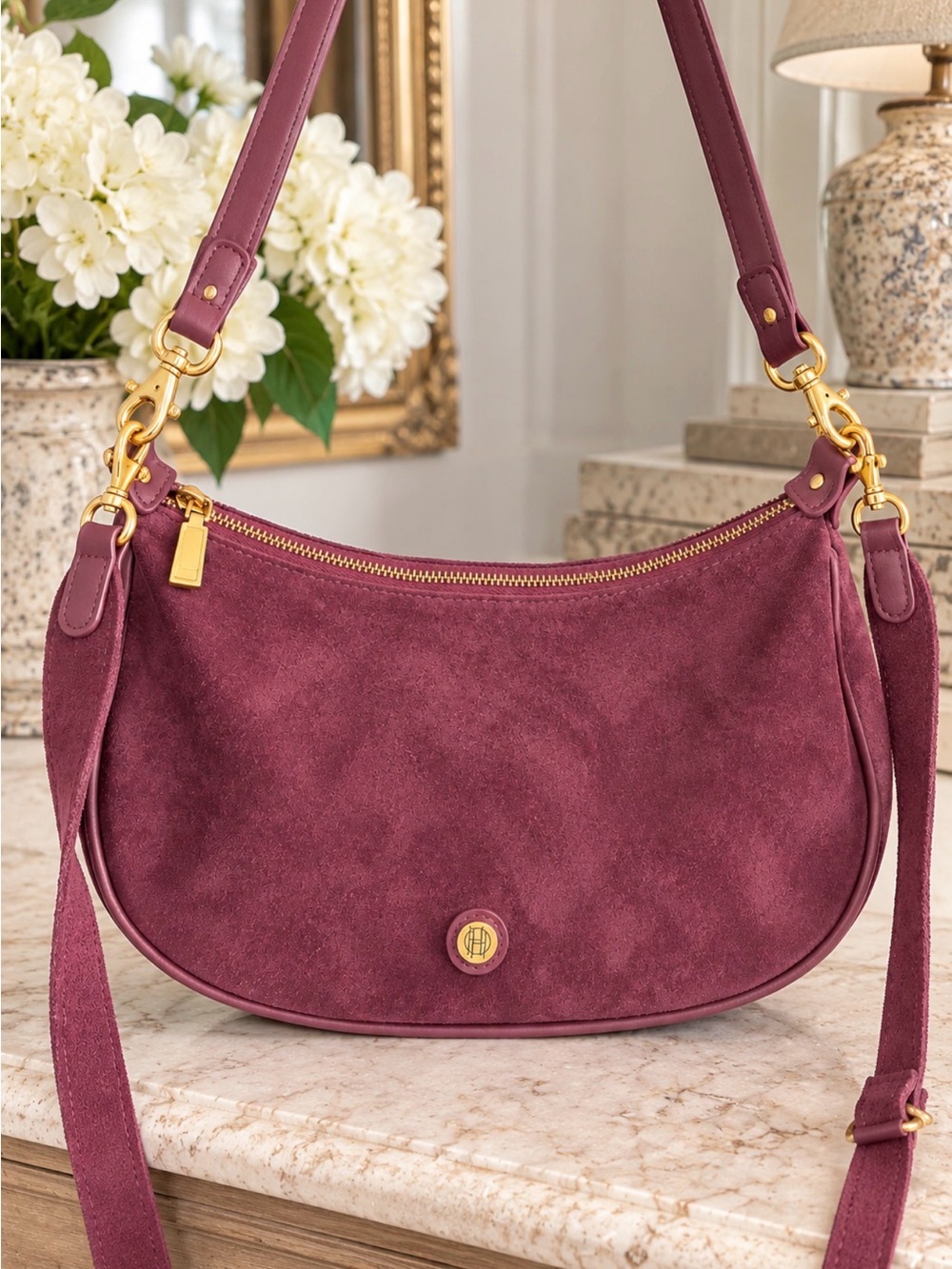 House of Harlow 1960 Burgundy Velvet Evening Clutch Shoulder Crossbody Bag